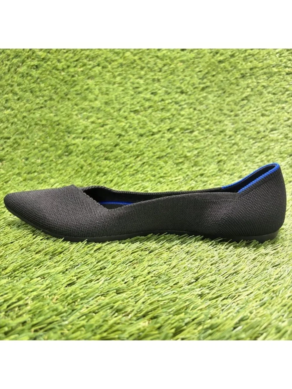 Rothy's The Point Womens Size 8.5 Black Blue Casual Classic Slip On Flats Shoes